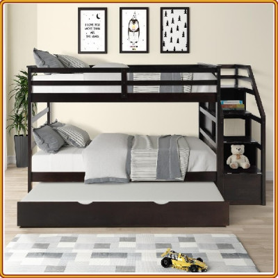 Giường 3 tầng Tundo màu nâu 