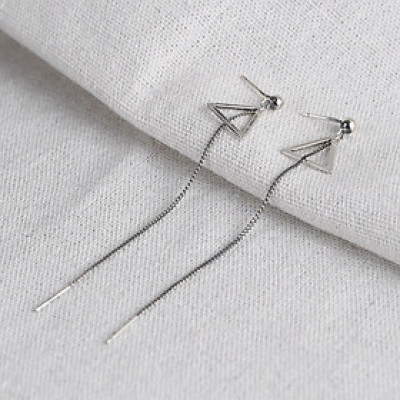 Bông tai xích ỏng tua rối phối họa tiết tam giác trang nhã thời trang