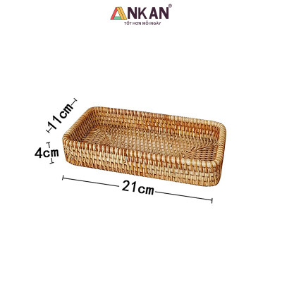 Khay Trang Trí Mây Tre Đan ANKAN – Rổ Vintage Handmade Đựng Trái Cây, Bánh Kẹo, Mỹ Phẩm, Trà Bánh