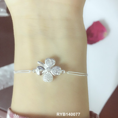 Lắc tay bạc 925 Huệ Ngân - Cỏ bốn lá máy mắn RYB140077