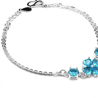 Lắc Tay Nữ Bạc Hiểu Minh LTU482B cỏ 4 lá may mắn bạc ta