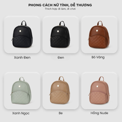 Balo da nữ đi chơi, ba lô công sở nhỏ gọn xinh xắn IDIGO FBP2 - 2021