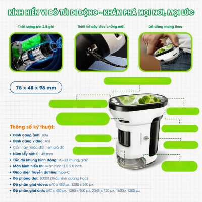 SCIENCE HORSE - SD668 - Kính Hiển Vi LED Thông Minh (Máy Đơn) (STEAM)