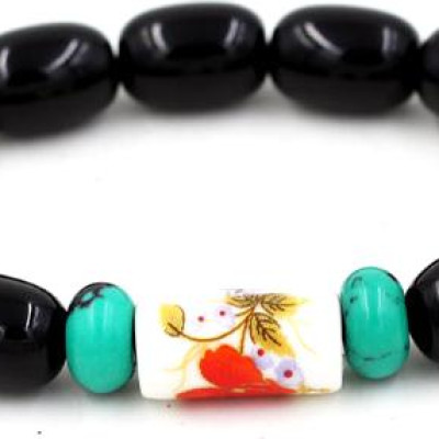 Vòng tay chuỗi hạt thạch anh đen bầu 10mm MSA112 (140mm)