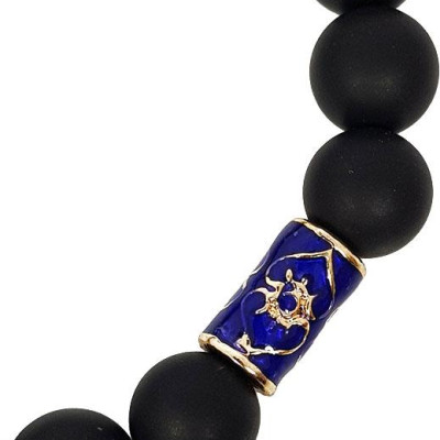 Vòng Tay Đá Nham Thạch Mix Thạch Anh Tóc Đen Mệnh Thủy Charm Quả Cầu Xanh Laliz NR.02