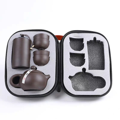 Bộ Bình Trà Tử Sa Mini Có Túi Đựng Đi Du Lịch Tiện Lợi Thích Hợp 2 - 4 Người Dùng Gồm 1 Ấm Trà, 4 Tách, 1 Bình Đựng Trà 
