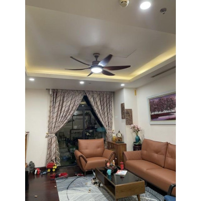 Đèn quạt LOGIE hiện đại 3 màu ánh sáng động cơ đồng 100% hàng chuẩn loại 1- kèm điều khiển tiện dụng (có ảnh thật 100%)