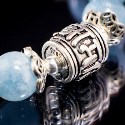 Vòng tay phong thủy Aquamarine thiên nhiên AAAA BlackMount #VT023