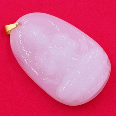 Mặt phật Như Lai Đại Nhật thạch anh trắng 3.6cm - phật bản mệnh tuổi Mùi, Thân - Mặt size nhỏ