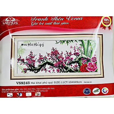 Tranh thêu chữ thập cành mai vàng VS8244, cành mai đỏ vs8243