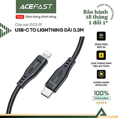 Cáp Acefast USB-C to Light.ning dài 0.3m - DC3-01 Hàng chính hãng Acefast