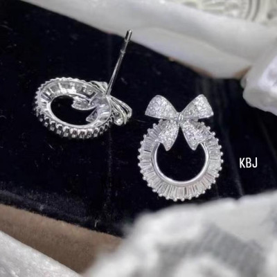 Bông tai bạc nơ đá chất liệu bạc s925 MS75c1