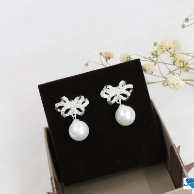 Bông tai móc chất liệu bạc s925 mặt nơ trai MS09g