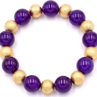 Vòng chuỗi đeo tay - thạch anh tím 12 ly VTAIHVM1 - hợp mệnh Hỏa, mệnh Thổ