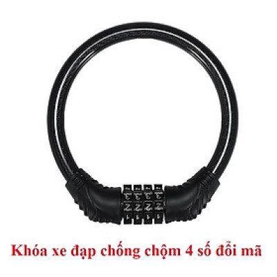 Khóa Xe Đạp 4 Mật Khẩu, Chống Trộm Di Động Vòng Cố Định Phụ Kiện Xe Đạp