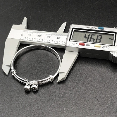 Vòng , Lắc Tay Chân Cho Bé Bạc Ta Dạng Kiềng Chuông Họa Tiết Phay BẠC HIỂU MINH LTE536