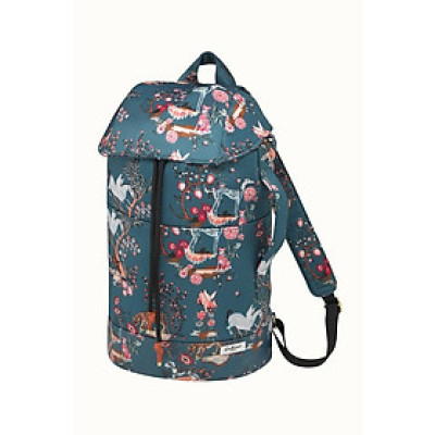 Cath Kidston - Ba lô đi học/đi làm/du lịch/Recycled Satin Duffle Backpack - Painted Kingdom - Teal -1041668