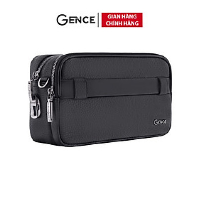 Clutch Đeo Chéo Ví Nam Cầm Tay GENCE RB08 Da Bò Khóa Vân Tay Cao Cấp Màu Đen