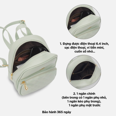 Balo da nữ đi chơi, ba lô công sở nhỏ gọn xinh xắn IDIGO FBP2 - 2021