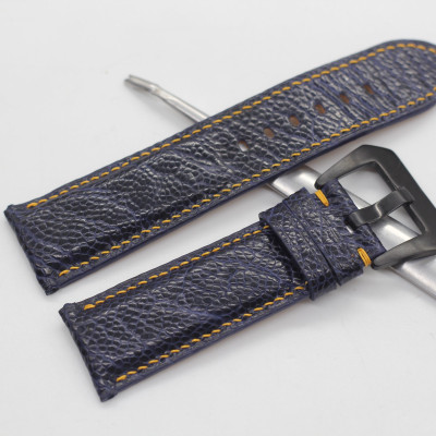 Dây Đồng Hồ Da Đà Điểu Thật Songhan Leather Hoàn Thiện Thủ Công Tỉ Mỉ, Màu Xanh Khóa Lổ To, BH 6 Tháng PROT-00