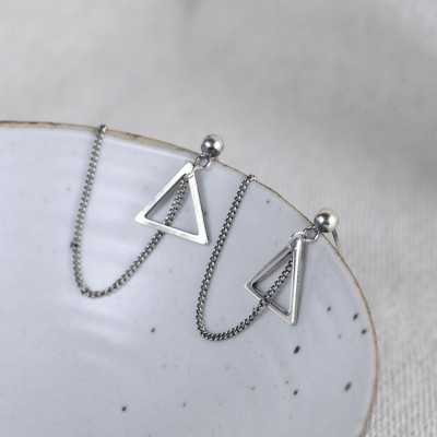 Bông tai xích ỏng tua rối phối họa tiết tam giác trang nhã thời trang