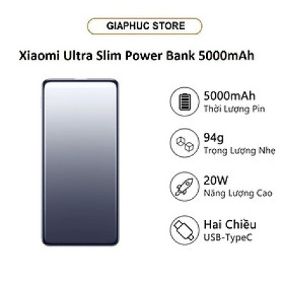 Pin sạc dự phòng Xiaomi Ultra Slim Power Bank 5000mAh BHR9624TH - GiaPhucStore | Hàng Chính Hãng