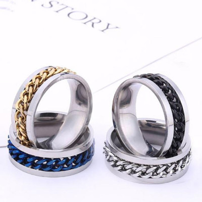 Nhẫn Xích Xoay Titan Khui Bi Cá Tính Dành Cho Cả Nam Và Nữ Cao Su