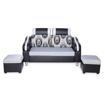 Sofa Băng Kèm 2 Ghế Đôn Juno Sofa - Đen Phối Xám (160 x 70 cm)