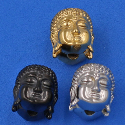 Vòng đeo tay Thạch Anh Đen Phật chú 14 ly cẩn hạt Phật A Di Đà inox vàng VTAEPVNLV14