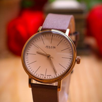 Đồng Hồ Nữ Julius Hàn Quốc JA814LE Dây Da Màu Nâu