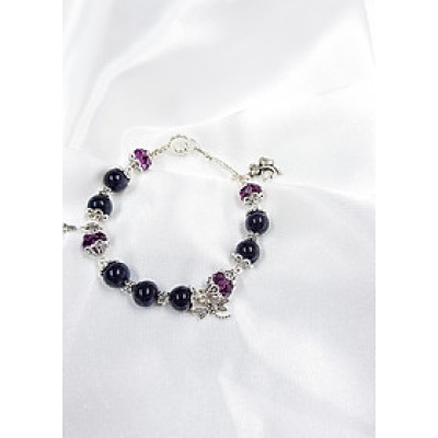 Vòng tay mệnh thủy đá kim xa mix pha lê + tòa tháp, chuồn chuồn  LAT.96