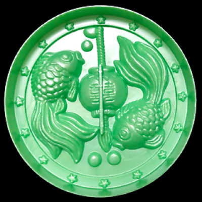 Khuôn ép xôi, khuôn trung thu, bánh in hình tròn Lồng đèn cá chép đôi – Loại 22 cm - Mã số 1099