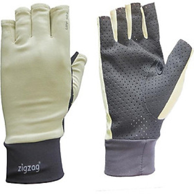 Găng tay xe đạp chống nắng UPF50+ kem đen Zigzag GLV00509