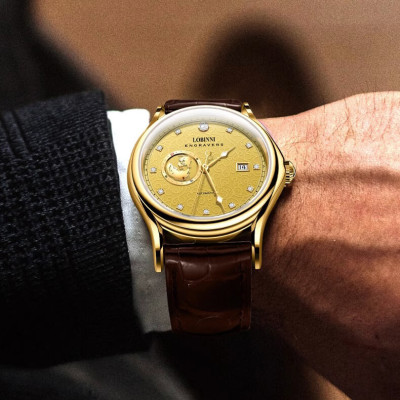 Đồng hồ nam chính hãng LOBINNI L1889-5 Kính sapphire,chống xước,Chống nước,BH 24 tháng,Máy cơ (Automatic) ,dây da xịn