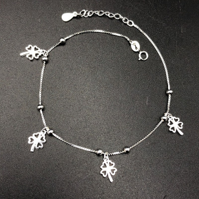 Lắc Chân Nữ Cỏ 4 Lá May Mắn Bạc Hiểu Minh LC188