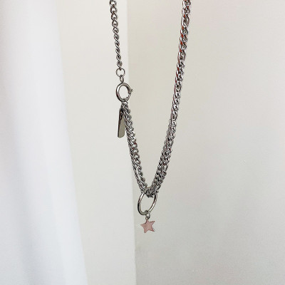 Dây chuyền ngôi sao titan phối hình chữ nhật phong cách trẻ trung