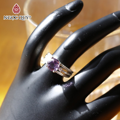  Nhẫn bạc nữ đá thạch anh tím mệnh hỏa. thổ - Ngọc Quý Gemstones