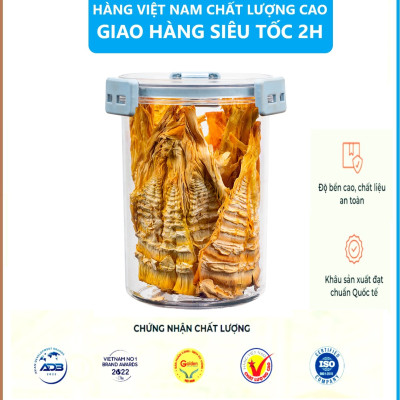 Hộp đựng thực phẩm đồ khô, ngũ cốc trái cây sấy, sữa bột Hokori Việt Nhật, Hộp bảo quản đồ ăn trong suốt nắp kín hình trụ tròn - Hàng Việt Nam