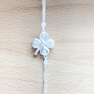 Lắc tay bạc 925 Huệ Ngân - Cỏ bốn lá máy mắn RYB140077