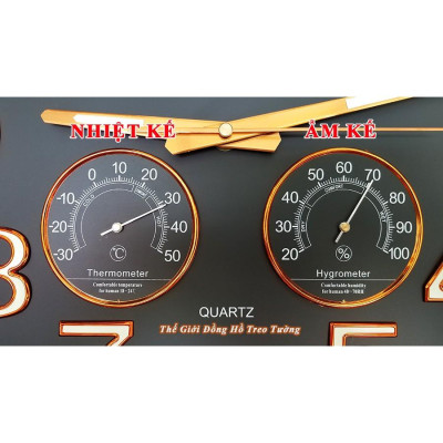 Đồng Hồ Treo Tường DẠ QUANG Tròn Lớn (38cm) - NHIỆT ẨM KẾ Tự Động (Không Dùng Pin) - Máy KIM TRÔI EASTAR - Số Nổi 3D - Viền Siêu Mỏng - Tặng Pin Maxell - BH 1 Năm