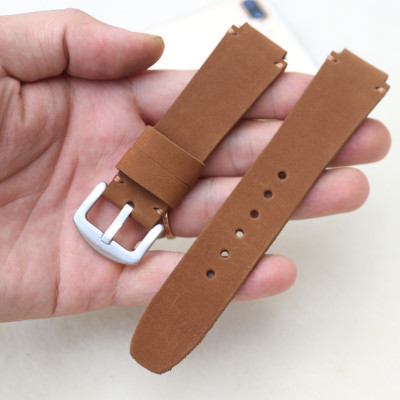 Dây đeo da thay thế đồng hồ Casio AE1200 - Handmade- Da sáp Nâu vàng