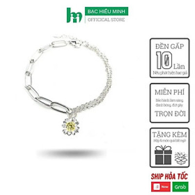 Lắc Tay Nữ Bạc Hiểu Minh LTU509 Hoa Cúc Dây Xích