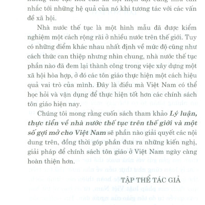 Lý Luận, Thực Tiễn Về Nhà Nước Thế Tục Trên Thế Giới Và Một Số Gợi Mở Cho Việt Nam