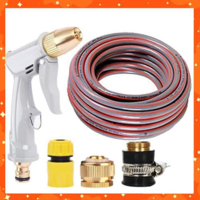 Bộ dây vòi xịt nước tưới cây rửa xe,tăng áp 3 lần, loại 20m (cút nhựa nối đồng nhựa) 206846