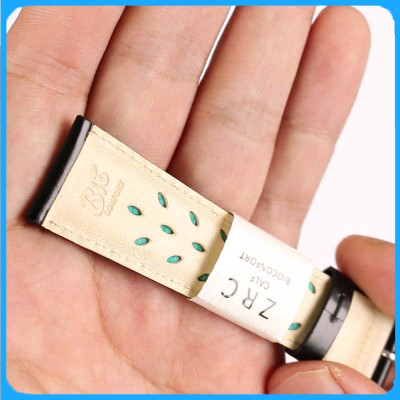 Dây Da Đồng Hồ ZRC Pháp Dòng KEY WEST Da Bê Màu Đen Không Vân Bóng