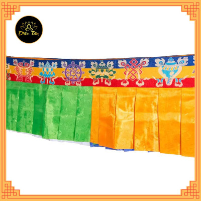 Rèm quây bàn thờ rèm viền quây hình bát bảo cát tường, rèm che chân tường phòng thờ trang trí màu sắc mật tông Diệu Tâm