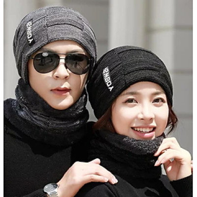 2 KHĂN CHOÀNG CẶP ĐÔI KÈM 2 NÓN MŨ LEN CẶP ĐÔI NAM NỮ DN19112411