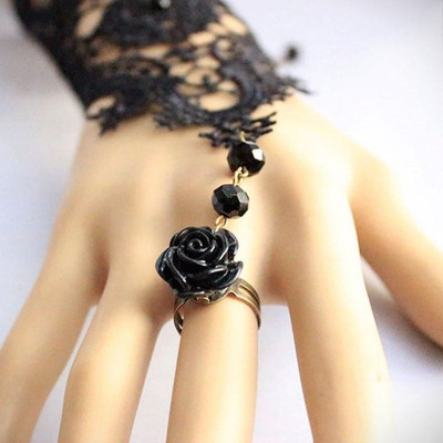 1 chiếc Găng tay chất liệu ren tết cao cấp đính hạt kết hợp nhẫn hoa cho Cô dâu và Dạ hội, đi tiệc, sự kiện MS: 42214