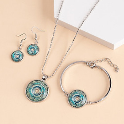 BỘ BÔNG TAI , DÂY CHUYỀN VÀ VÒNG TAY HÌNH HOA MANDALA BIỂU TƯỢNG PHẬT GIÁO