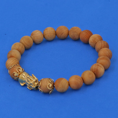 Chuỗi đeo tay Gỗ Ngọc Am 8 ly Cẩn Tỳ Hưu Phong Thủy inox vàng VGHDTHHKV8